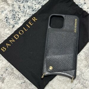 Bandolier Black Textured Leather Phone Case iPhone 12 Pro